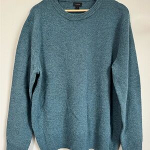 J. Crew Teal Crewneck Sweater Pullover Blue Green Lambswool Elevated Basic